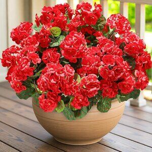 8-Bundles Red Artificial Silk Faux Flowers Plants Front Door Home Decor